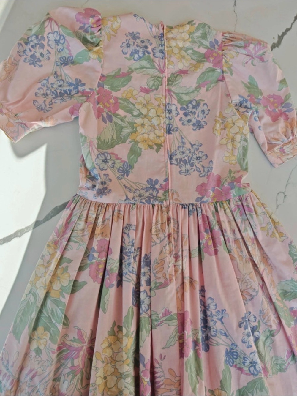 Vintage Laura Ashley cottage core dress Pink Prairie midi Puff size 6 - Picture 9 of 13